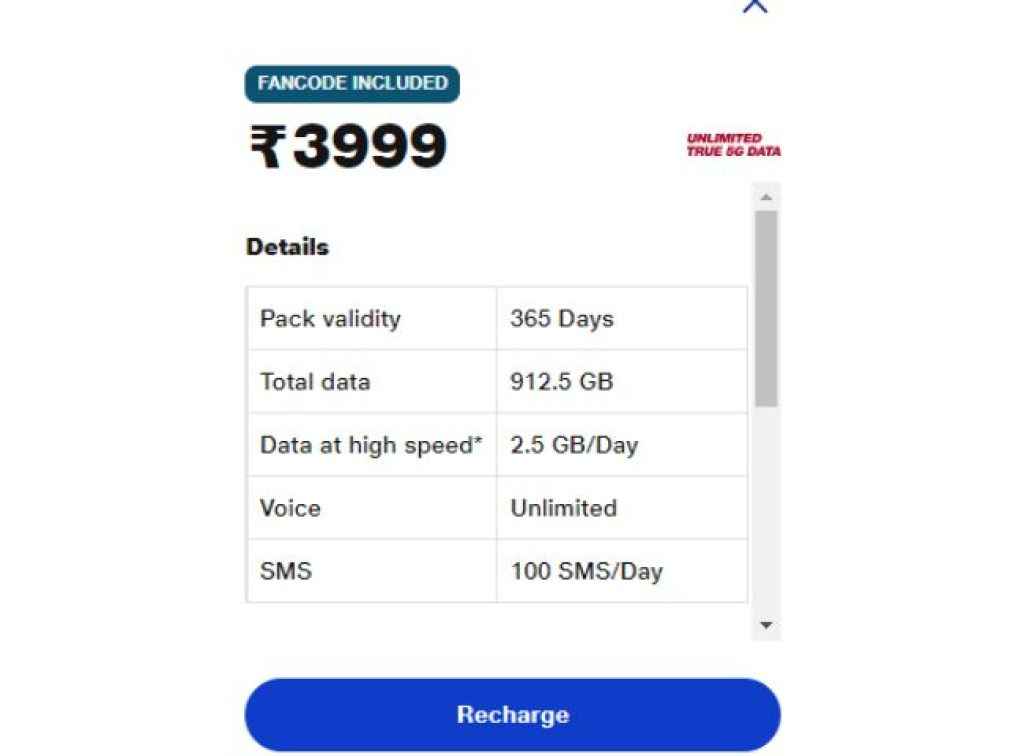 Reliance Jio's Rs 3999 Plan