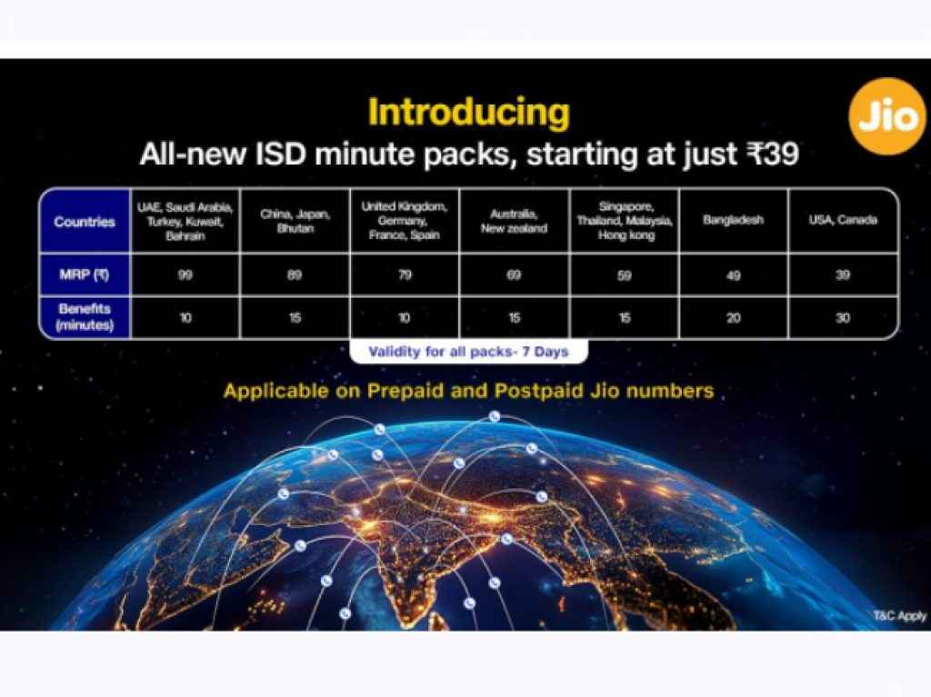 jio new isd packs