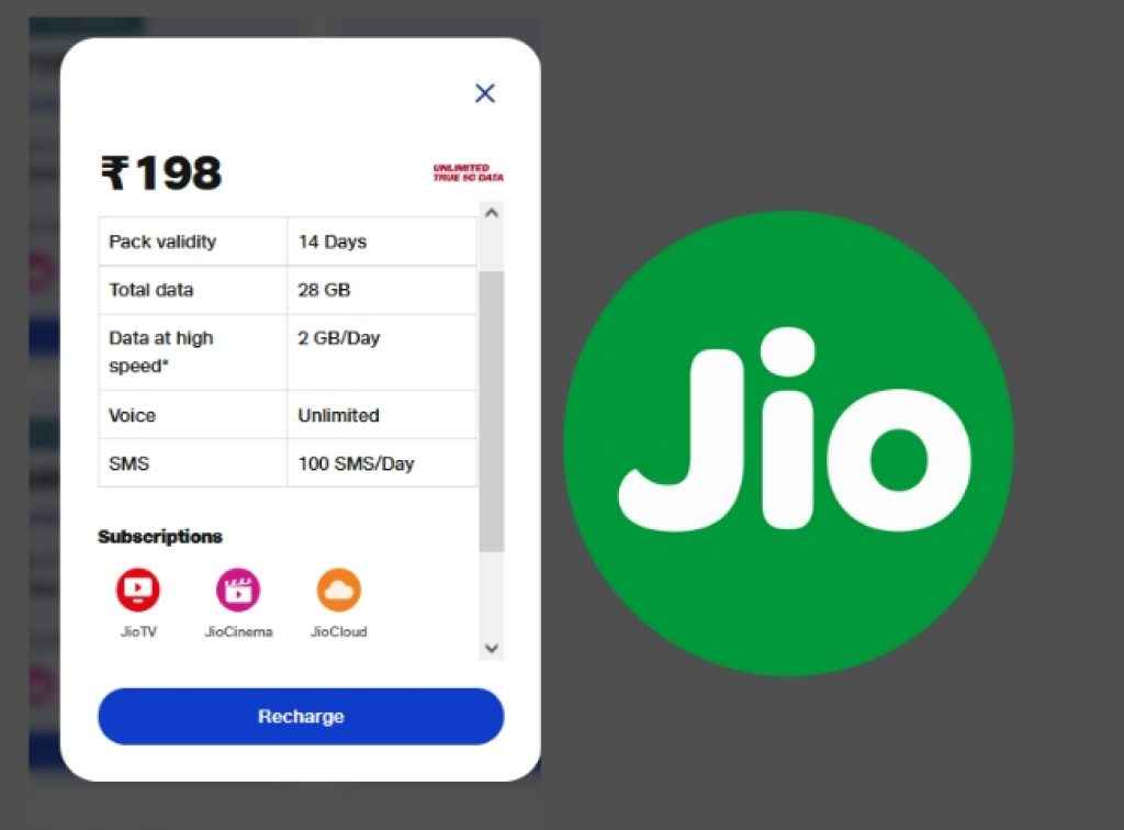 Jio 198 രൂപ പ്ലാൻ