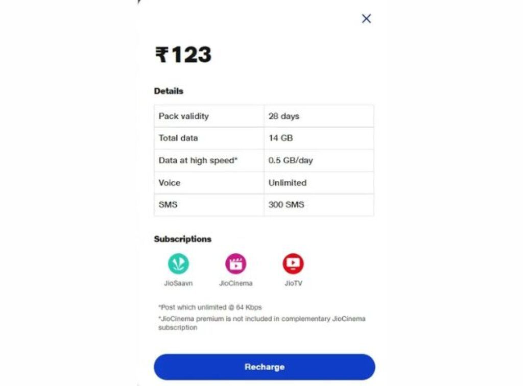 jio rs 123 plan