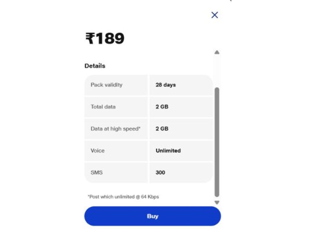 jio rs 189
