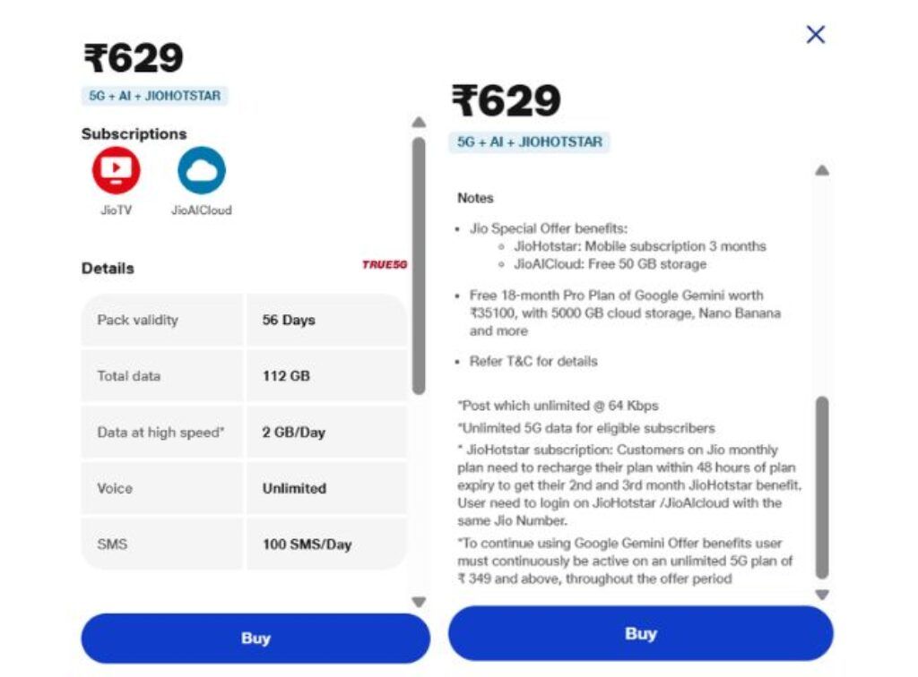 jio rs 629