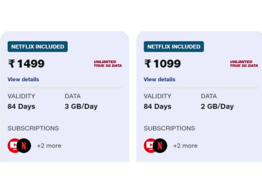 Jio Plans with Free Netflix Unlimited 5G Data