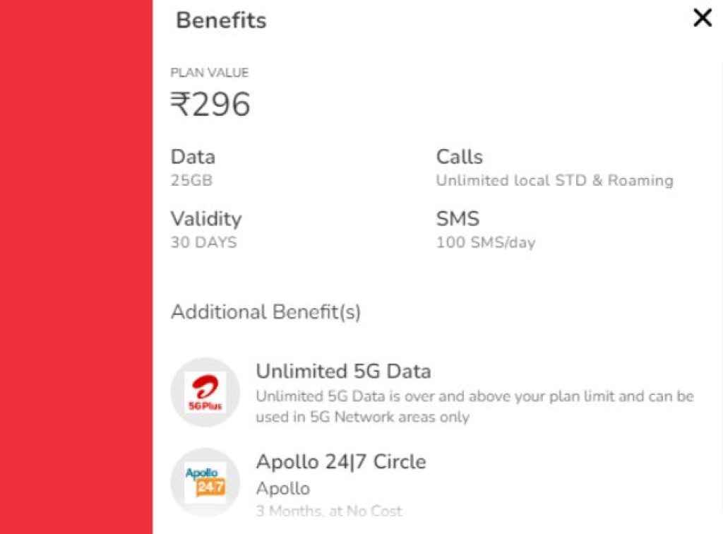 airtel 296 plan