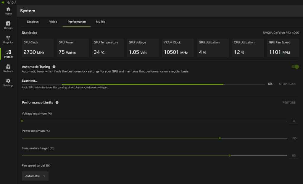 NVIDIA App Performance Tuning