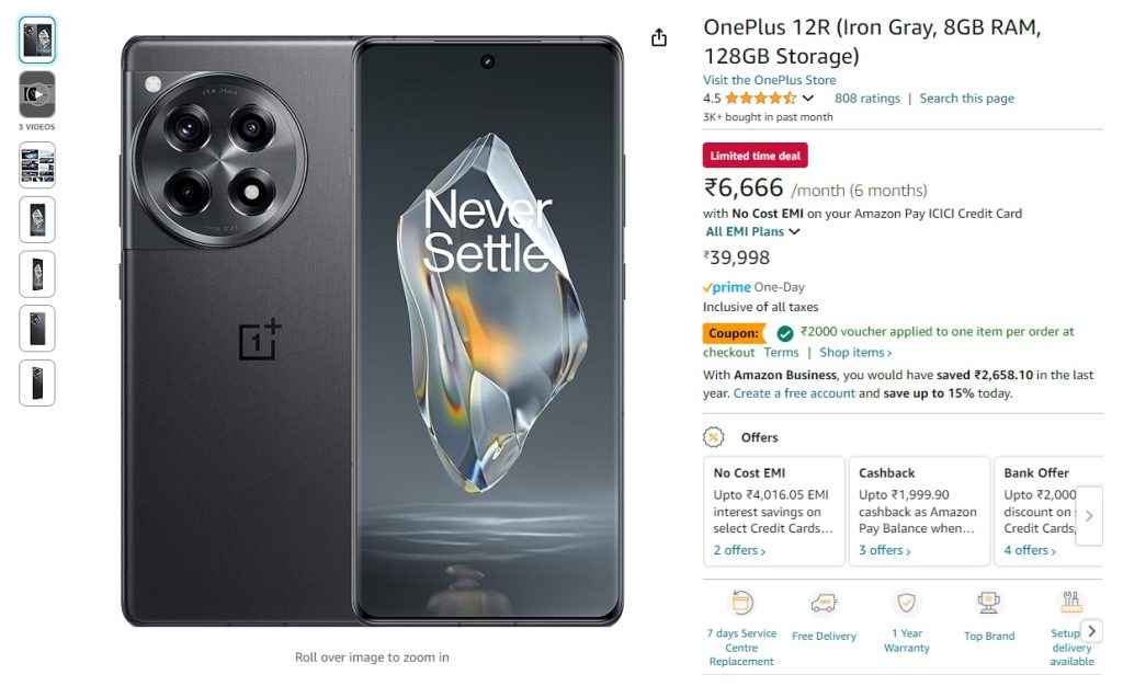 oneplus 12r amazon india discount and offer