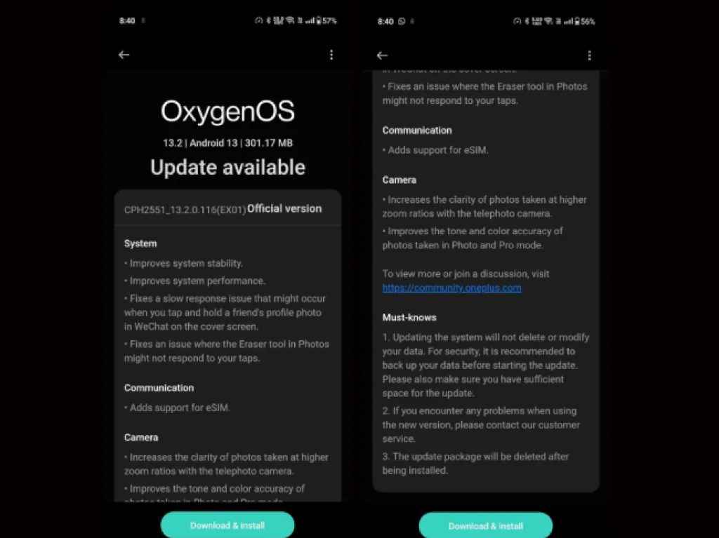 OnePlus open software update