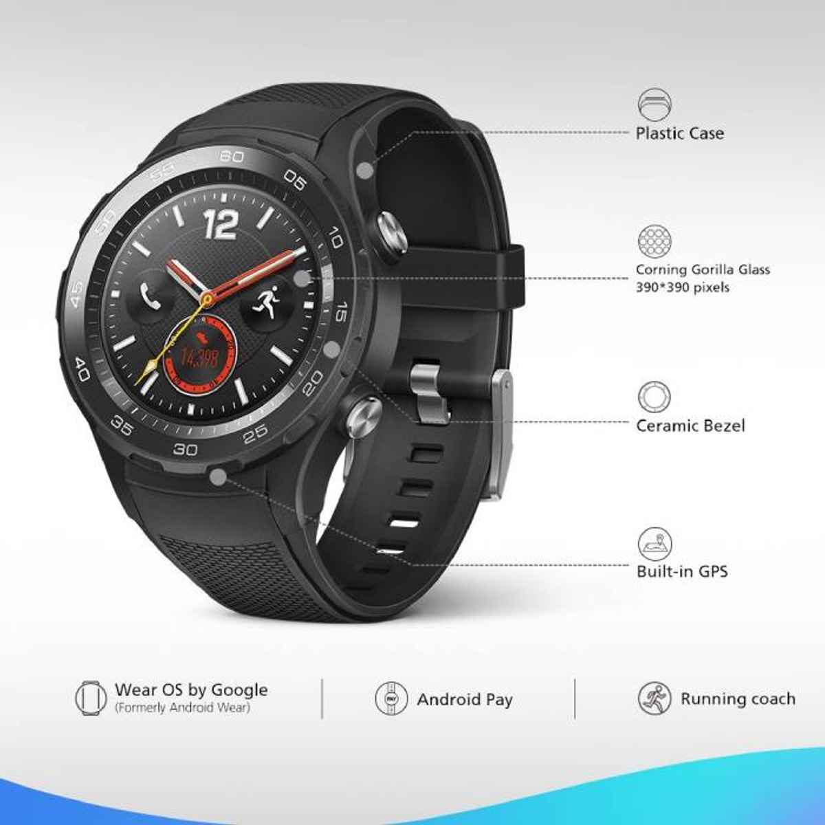 हुवावे Watch 2 - एंड्रॉइड Wear 2.0 Smartwatch 