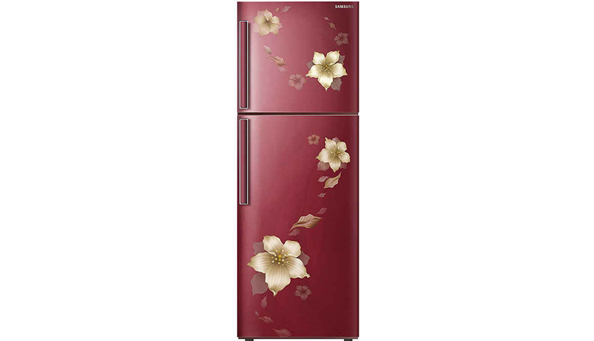 Samsung RT28K3343R2/HL 253 L 3 Star Frost Free Double Door Refrigerator, Star Flower Red