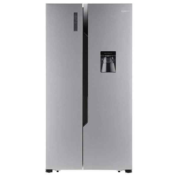 AmazonBasics 564 L Side-by-Side Door Refrigerator (Silver Steel Finish)