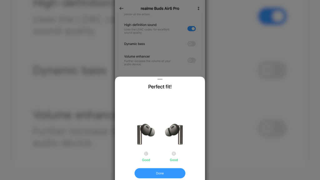 realme Buds Air6 Pro ear tip fit test