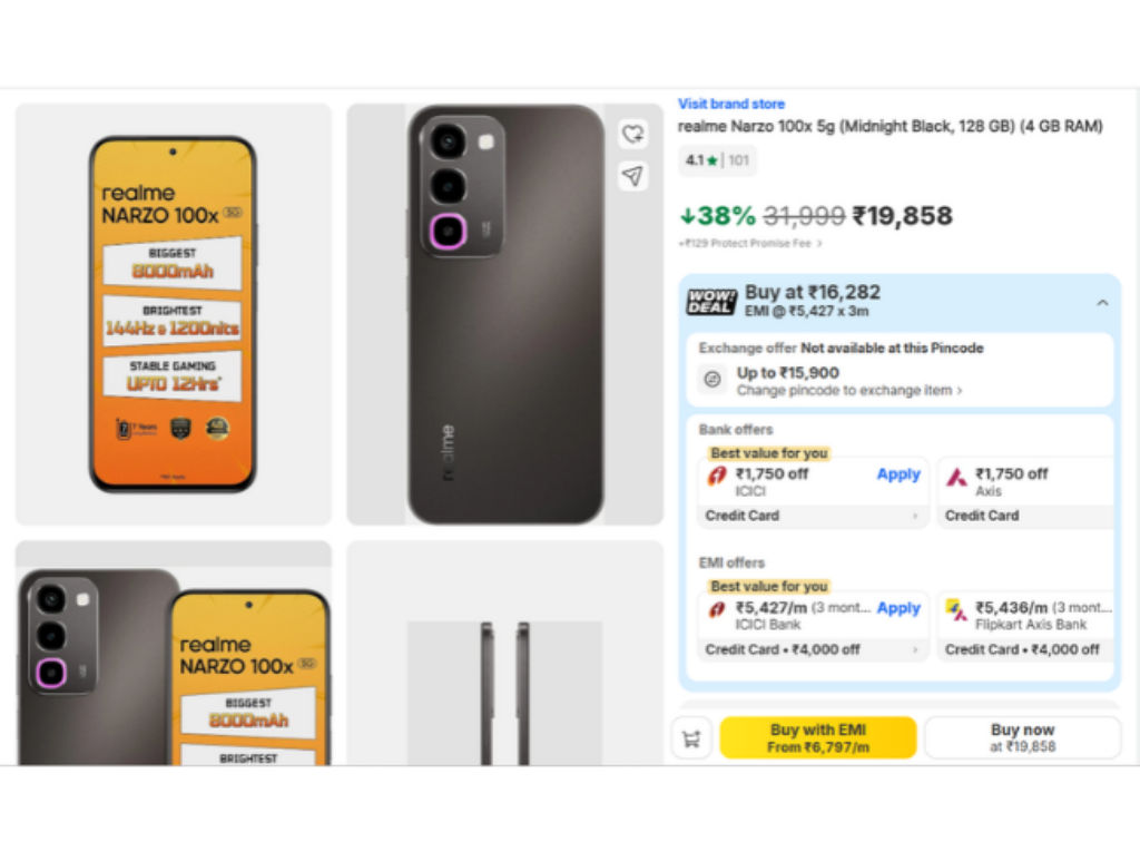 realme Narzo 100x 5G Deal price on Flipkart BBD Sale
