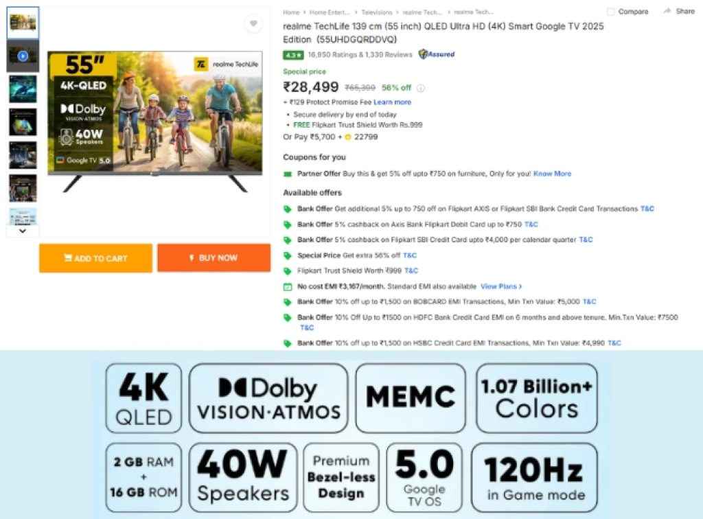 realme TechLife (55) QLED Smart Tv