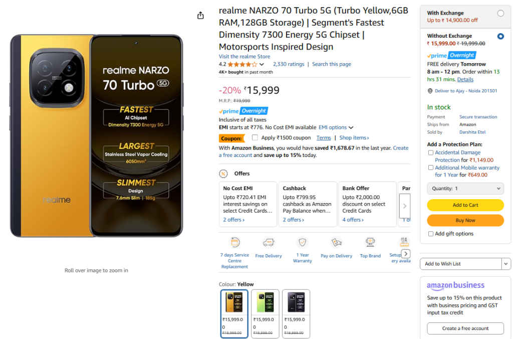 Realme Narzo 70 Turbo 5G Price Cut - Gaming Smartphone