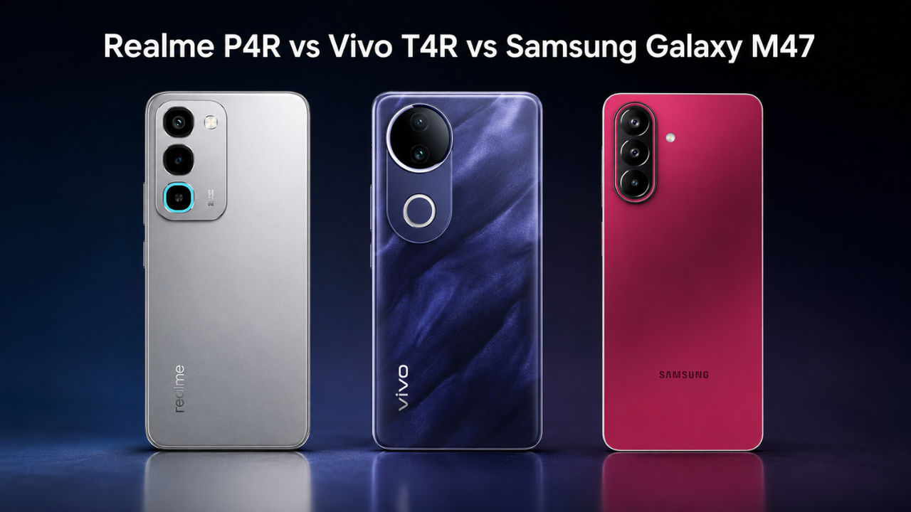 Realme P4R vs Vivo T4R vs Samsung Galaxy M47: कैमरा, स्पेक्स, कीमत और अन्य की तुलना