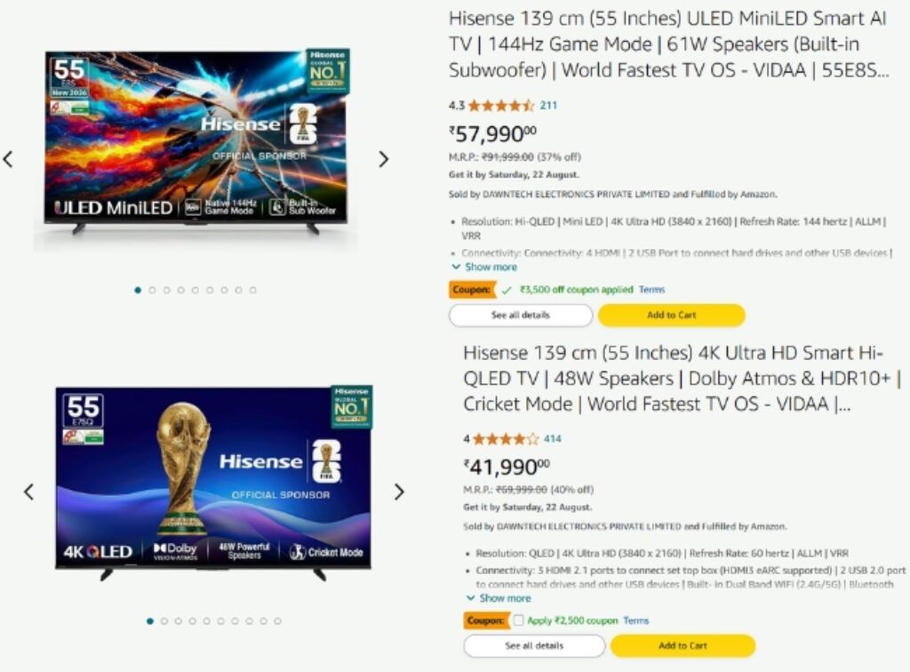 smart tv Price Drop Alert from amazon