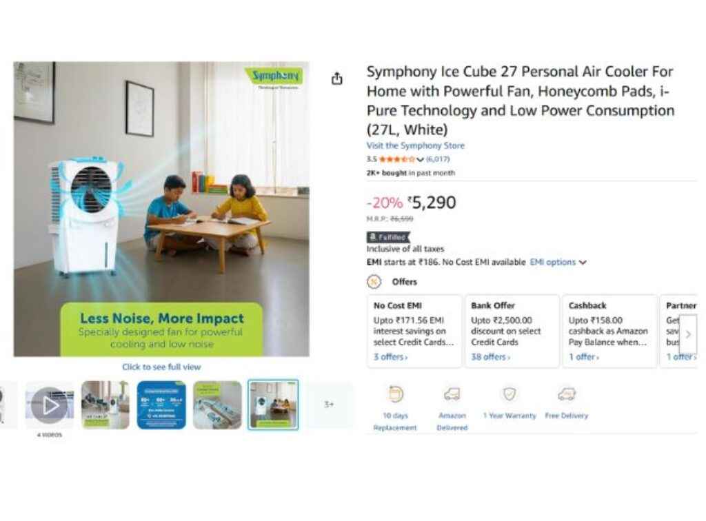 symbony ice chamber Air cooler