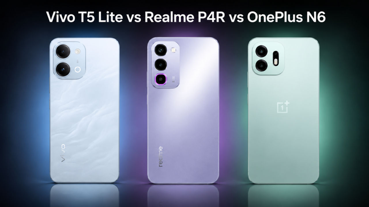 TechBeetle | Vivo T5 Lite vs Realme P4R vs OnePlus N6: डिस्प्ले, कैमरा, स्पेक्स, कीमत और अन्य की तुलना