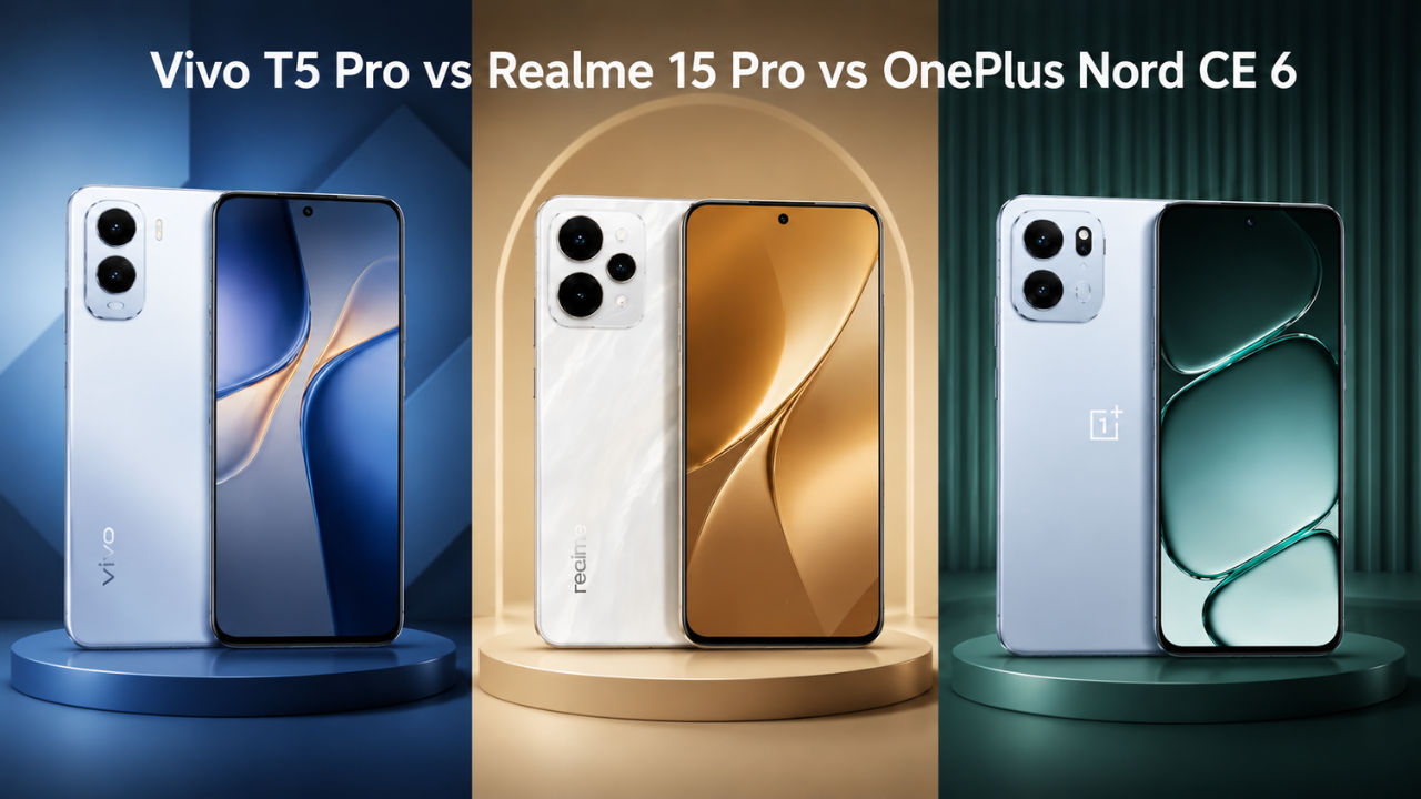 Vivo T5 Pro vs Realme 15 Pro vs OnePlus Nord CE 6: डिज़ाइन, स्पेक्स, कीमत और अन्य की तुलना