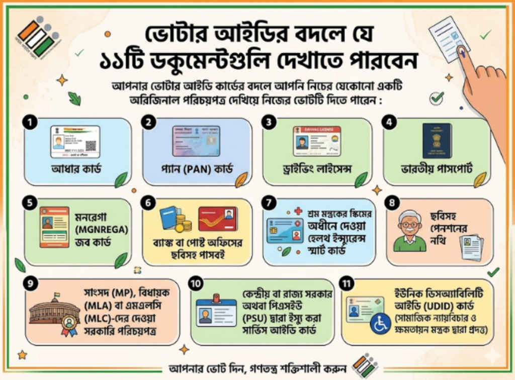 west bengal election 2026 phase 2 how to vote without voter id card alternative documents