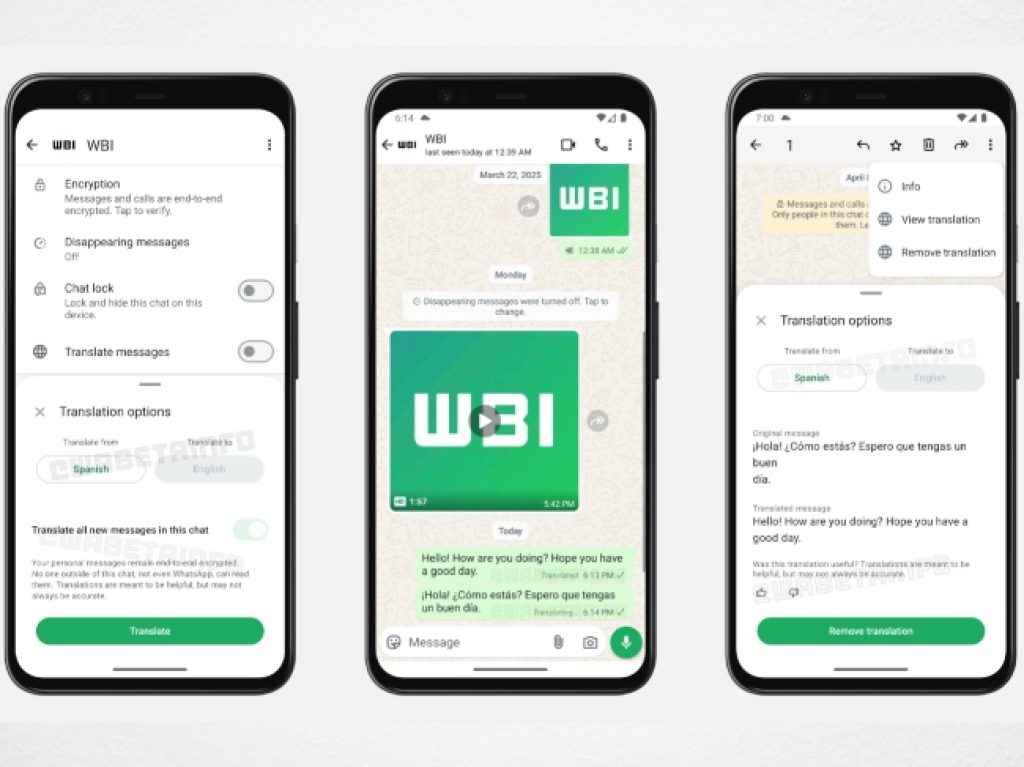 Whatsapp message translate feature 